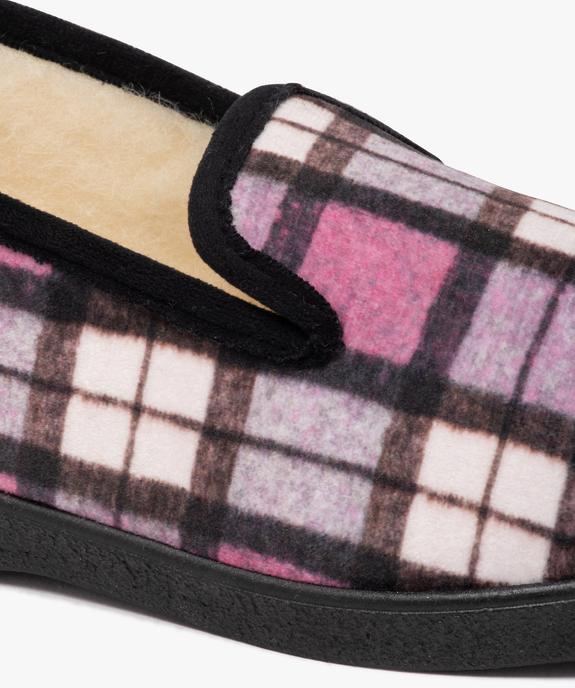 Chaussons femme pantoufles à carreaux intérieur en laine vue6 - GEMO(HOMWR FEM) - GEMO