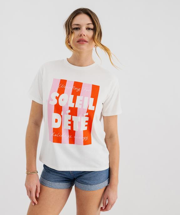 Tee-shirt manches courtes en jersey de coton imprimé femme vue5 - GEMO 4G FEMME - GEMO