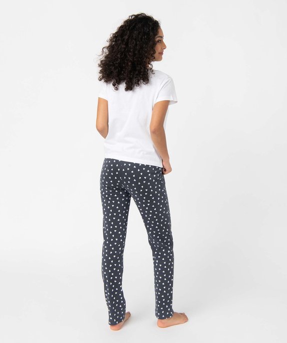 Pyjama femme bicolores avec motifs coeurs vue3 - GEMO(HOMWR FEM) - GEMO