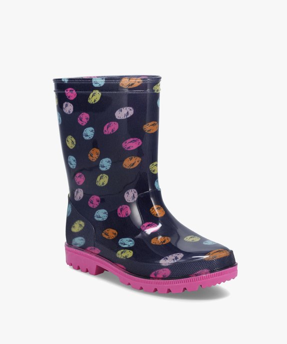 Bottes de pluie fille multicolores à pois vue2 - GEMO (ENFANT) - GEMO