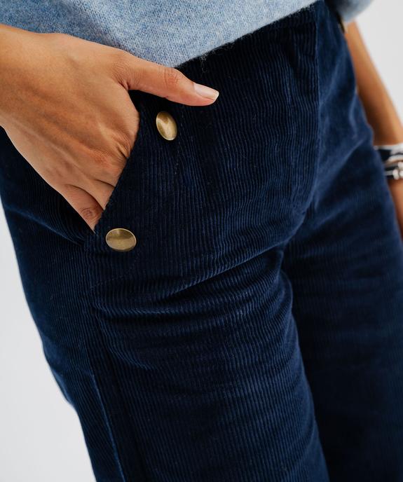 Pantalon large en velours côtelé à pont décoratif femme vue2 - GEMO(FEMME PAP) - GEMO