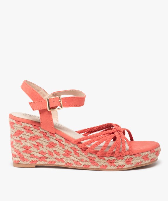 Sandales femme compensées à fines brides tressées vue1 - GEMO(URBAIN) - GEMO