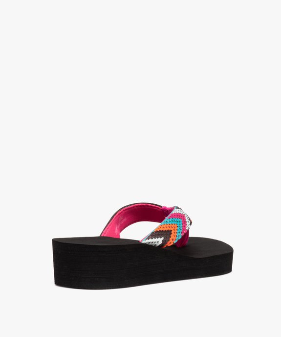 Tongs femme compensées à brides multicolores vue4 - GEMO (PLAGE) - GEMO