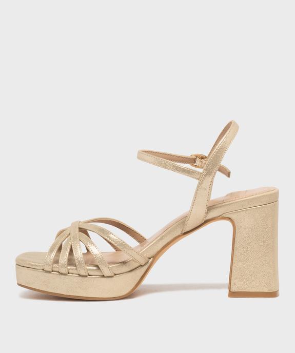 Sandales à talon haut, patin et fines brides dorées femme - Follow Me vue3 - FOLLOW ME - GEMO