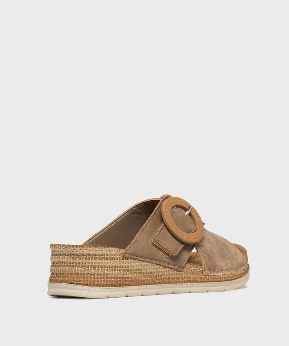 Mules à talon compensé et larges brides fantaisie femme vue4 - EMILIA ROSA - GEMO