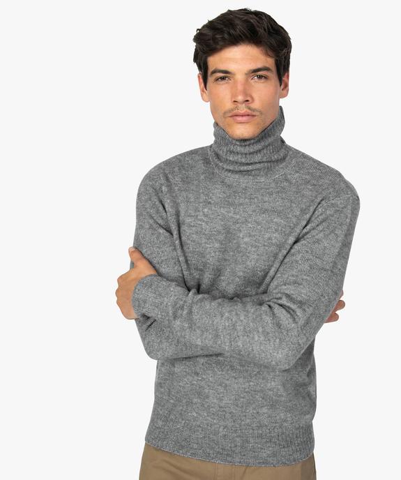 Pull homme à col roulé en maille chinée vue2 - GEMO (HOMME) - GEMO