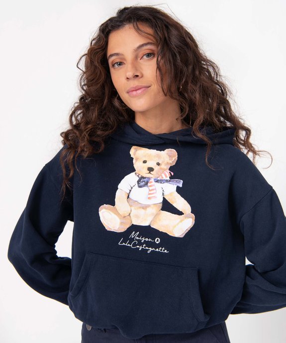 Sweat femme à capuche avec motif - LuluCastagnette vue3 - LULUCASTAGNETTE - GEMO