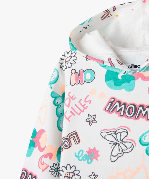 Sweat à capuche avec inscriptions graffitis fille vue3 - GEMO 4G FILLE - GEMO