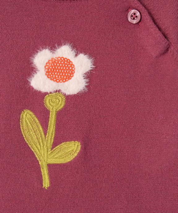 Pull en maille fine à motif brodé et peluche bébé fille vue2 - GEMO(BEBE DEBT) - GEMO
