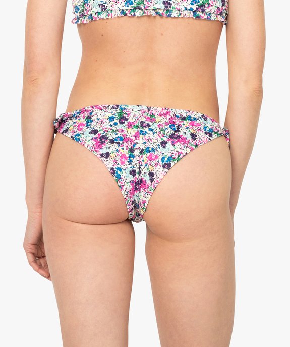 Bas de maillot de bain femme forme tanga en maille gaufrée vue2 - GEMO (PLAGE) - GEMO