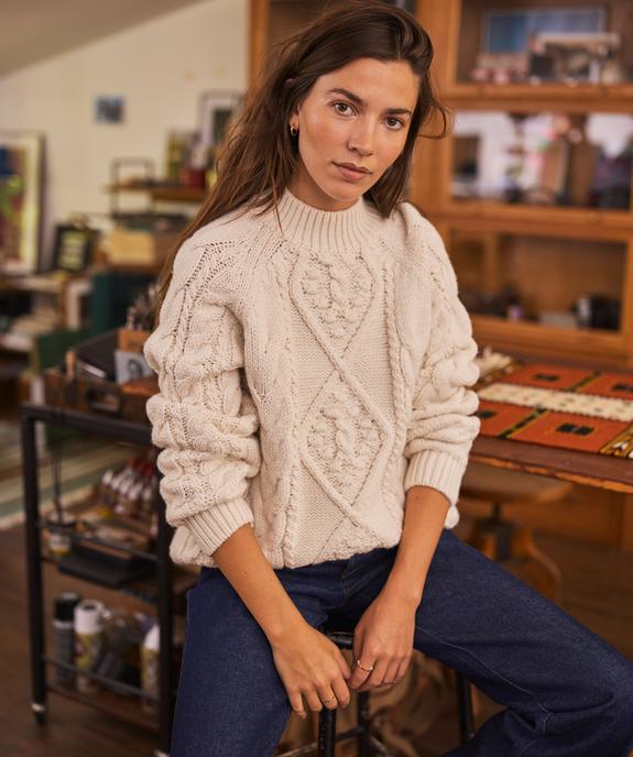 Pull torsadé à col montant femme - LuluCastagnette vue1 - LULUCASTAGNETTE - GEMO