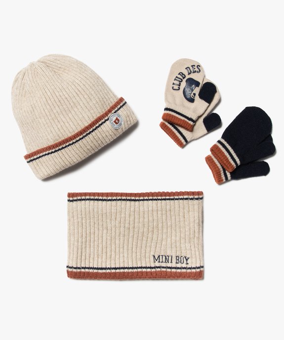 Ensemble d'accessoires pour bébé garçon avec bonnet, écharpe snood et moufles  - GEMO