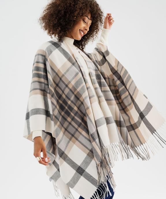 Echarpe poncho à carreaux avec fil métallisé femme vue3 - GEMO (ACCESS) - GEMO
