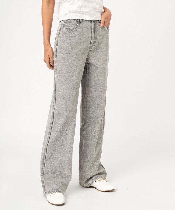 Jean wide leg taille haute coloris délavé femme vue1 - GEMO 4G FEMME - GEMO