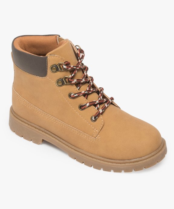 Boots garçon avec col rembourré, lacets montagne et semelle crantée vue5 - GEMO (ENFANT) - GEMO