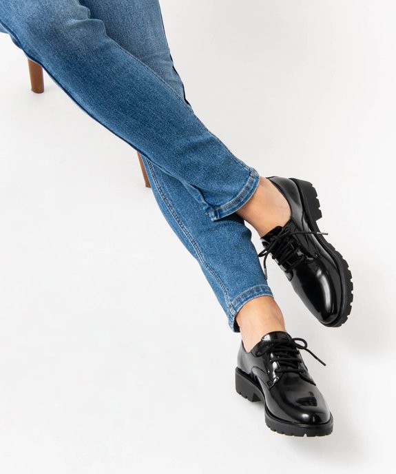 Derbies femmes unis dessus vernis classique vue1 - GEMO (CASUAL) - GEMO