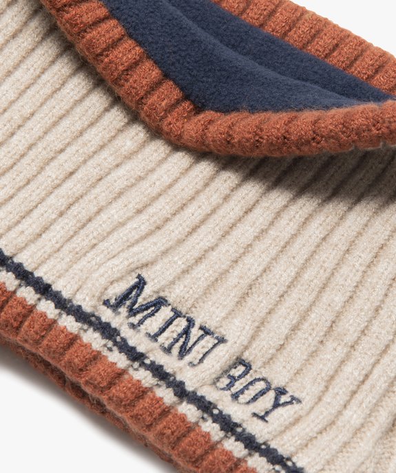 Écharpe snood bébé garçon en maille côtelée doublée polaire vue2 - GEMO(BEBE DEBT) - GEMO