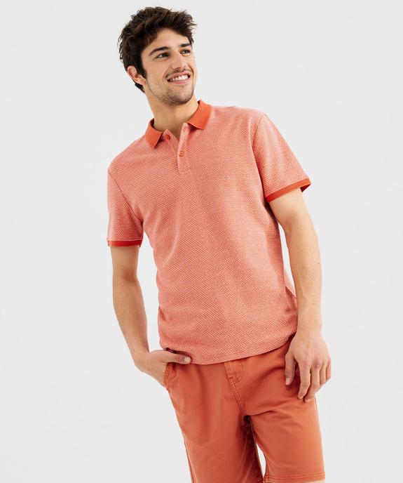 Polo manches courtes en coton à motifs géométriques homm vue1 - GEMO (HOMME) - GEMO