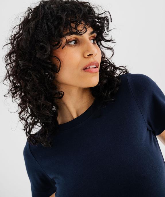 Tee-shirt manches courtes en coton stretch uni femme vue2 - GEMO(FEMME PAP) - GEMO