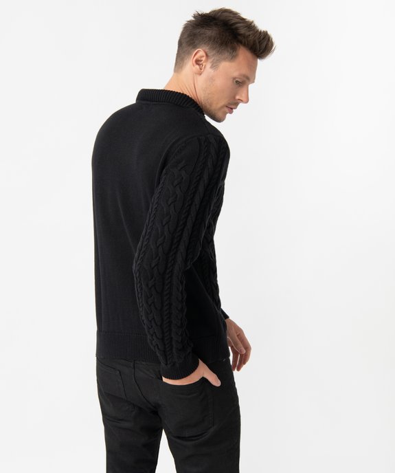 Pull homme en maille torsadée et col camionneur vue3 - GEMO (HOMME) - GEMO