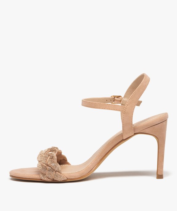 Sandales femme à talon avec large bride tressée à strass vue3 - GEMO(URBAIN) - GEMO