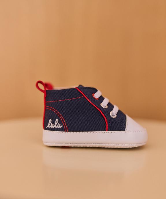 Chaussons de naissance en toile look tennis bébé - LuluCastagnette vue1 - LULU CASTAGNETTE GEMO FOR GOOD - GEMO