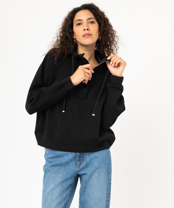 Sweat à capuche oversize avec col zippé femme vue2 - GEMO(FEMME PAP) - GEMO