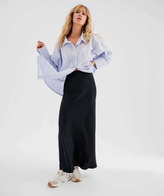 Jupe longue en matière satinée taille élastique femme vue5 - GEMO 4G FEMME - GEMO