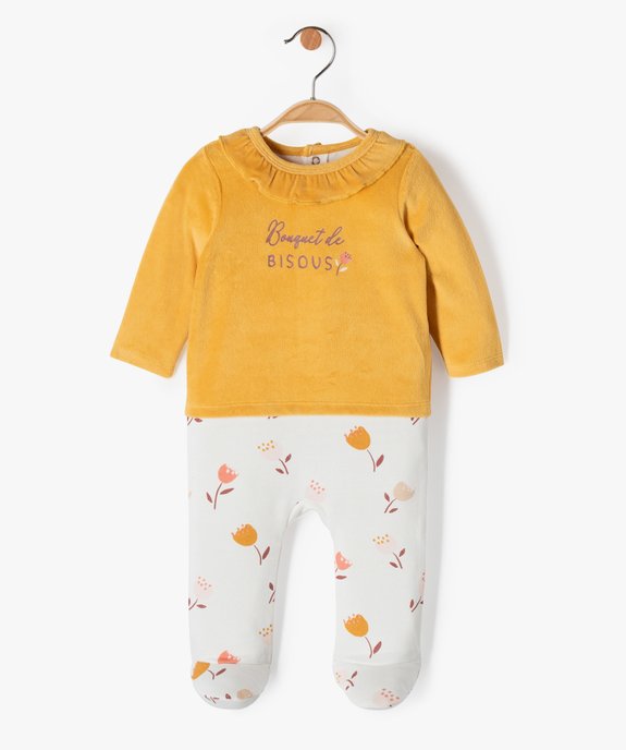 Pyjama bébé fille bimatières effet 2 en 1 vue1 - GEMO(BB COUCHE) - GEMO