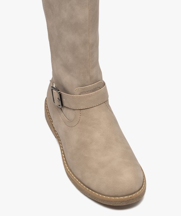 Bottes femme à talon plat dessus uni et col duveteux vue5 - GEMO (CASUAL) - GEMO