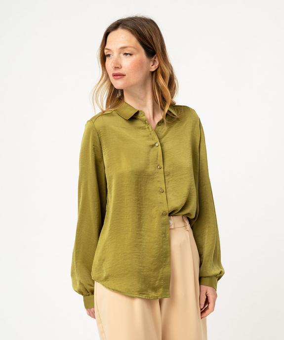 Chemise à manches longues en matière satinée femme vue1 - GEMO 4G FEMME - GEMO