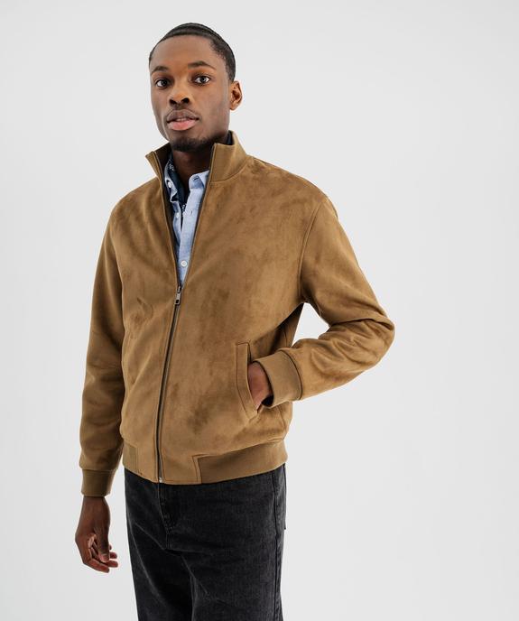 Veste en suédine à col montant homme vue3 - GEMO (HOMME) - GEMO