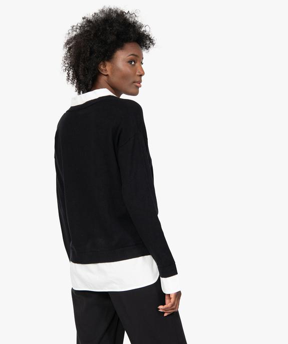 Pull femme effet 2 en 1 avec col chemise vue3 - GEMO(FEMME PAP) - GEMO