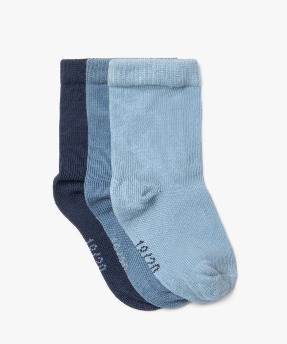Chaussettes tige haute en coton biologique uni bébé fille (lot de 3) vue1 - GEMO 4G BEBE - GEMO