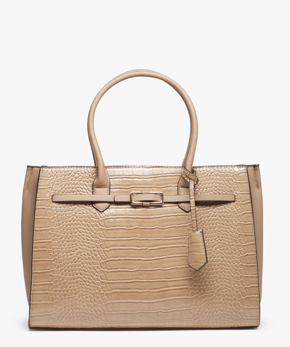 Sac cabas femme en matière embossée avec boucle métallique vue1 - GEMO (ACCESS) - GEMO