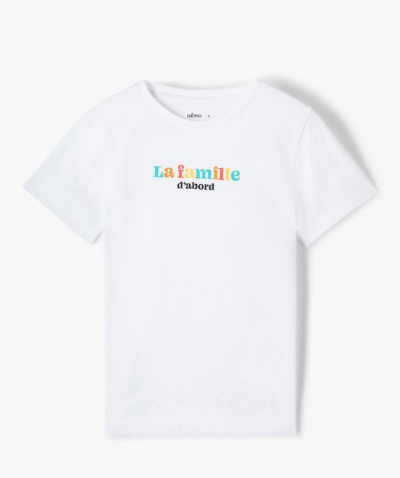 Tee-shirt fille à manches courtes inscription colorée devant vue1 - GEMO (ENFANT) - GEMO