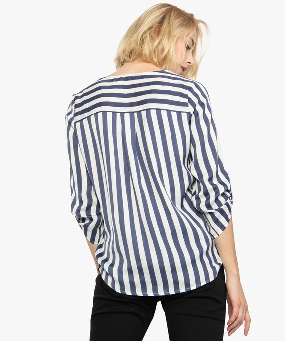 Blouse femme à rayures avec col V vue3 - GEMO(FEMME PAP) - GEMO