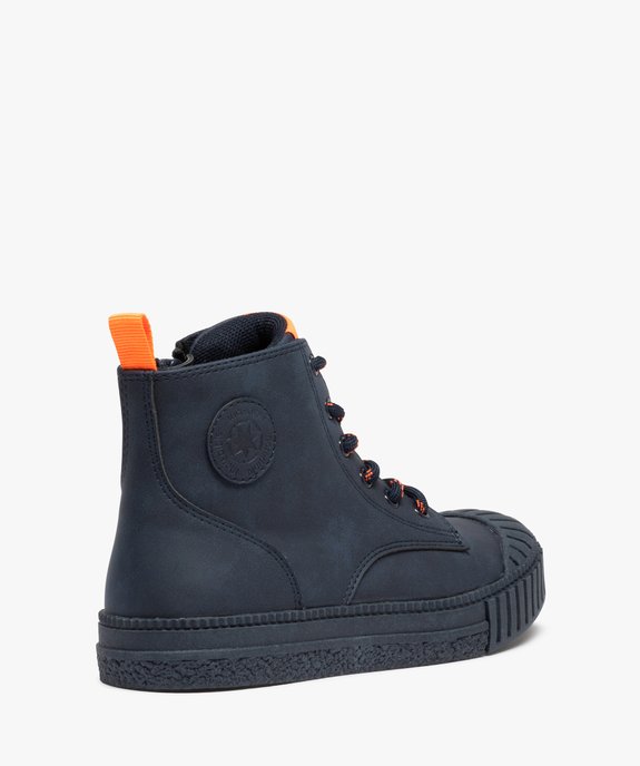 Boots garçon unis à bout renforcé et détails fluo vue4 - GEMO 4G GARCON - GEMO