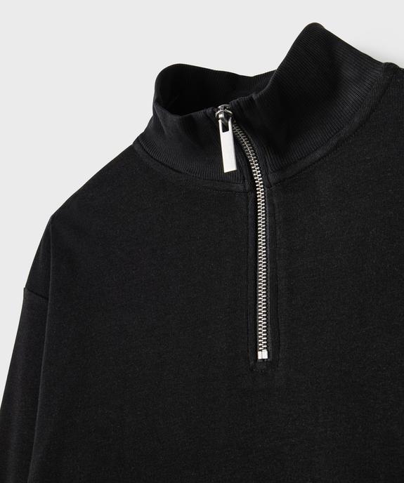 Sweat à col camionneur zippé coupe loose en maille extensible fille vue2 - GEMO 4G FILLE - GEMO