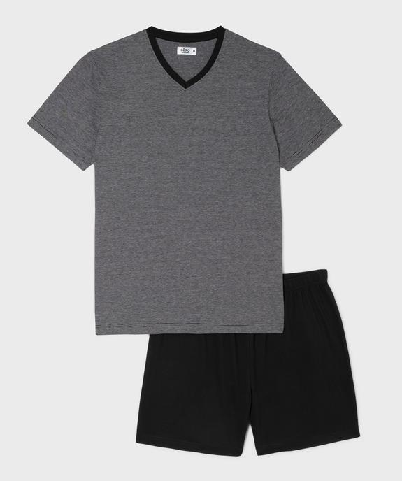 Pyjashort bicolore en coton homme vue6 - GEMO 4G HOMME - GEMO