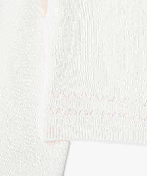 Gilet fille court en maille fine ajourée vue2 - GEMO (ENFANT) - GEMO
