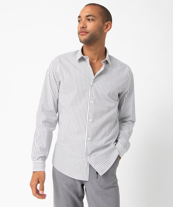 Chemise homme rayée à manches longues coupe Slim vue1 - GEMO (HOMME) - GEMO