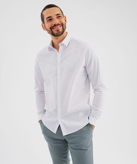 Chemise manches longues coupe droite en coton stretch homme vue9 - GEMO 4G HOMME - GEMO