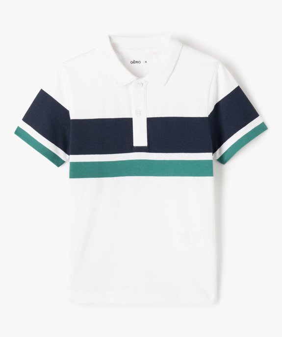 Polo garçon à manches courtes et larges rayures vue1 - GEMO (ENFANT) - GEMO