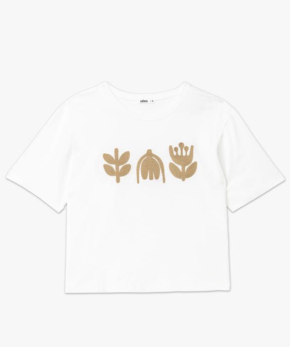 Tee-shirt manches courtes crop top avec motif brodé femme vue4 - GEMO(FEMME PAP) - GEMO