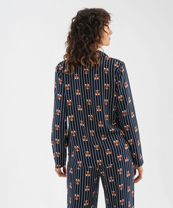 Ensemble de pyjama à rayures et motifs oursons femme - LuluCastagnette vue5 - LULUCASTAGNETTE - GEMO