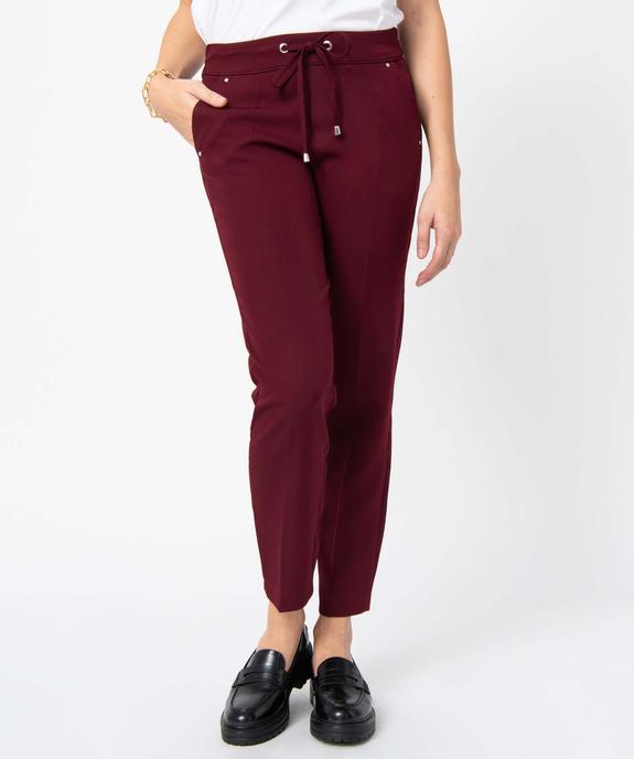 Pantalon femme en maille souple à plis vue1 - GEMO(FEMME PAP) - GEMO