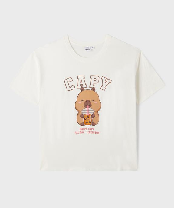 Tee-shirt manches courtes oversize imprimé fille - Capyfun vue2 - CAPYFUN - GEMO