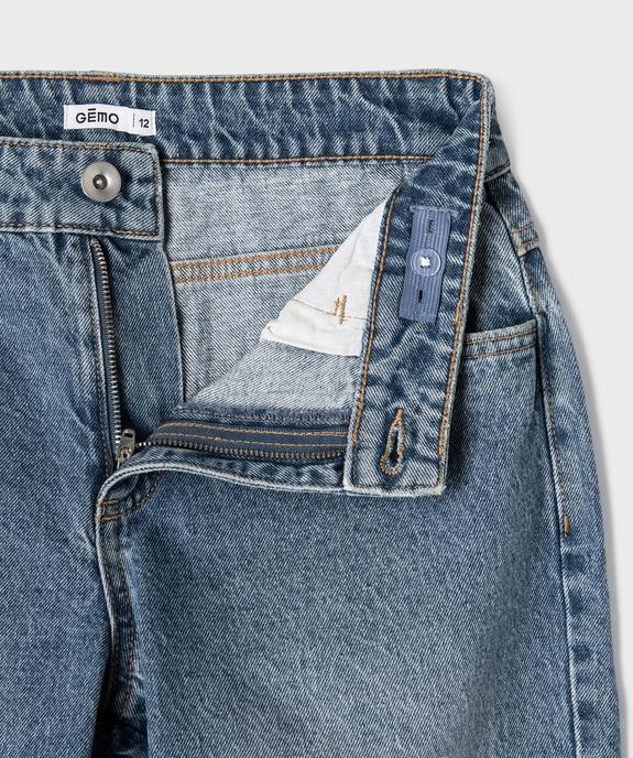 Jean loose à taille réglable en denim 100% coton fille vue2 - GEMO 4G FILLE - GEMO