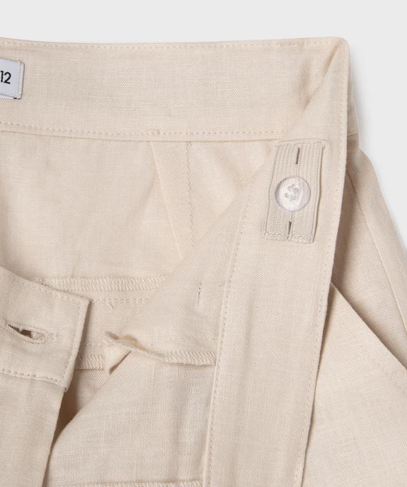Short à pinces en viscose et lin fille vue3 - GEMO 4G FILLE - GEMO